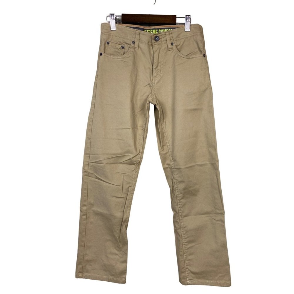 Lee X-Treme Comfort Elastic Band Waist Khaki Pants Tan Boys SZ 12